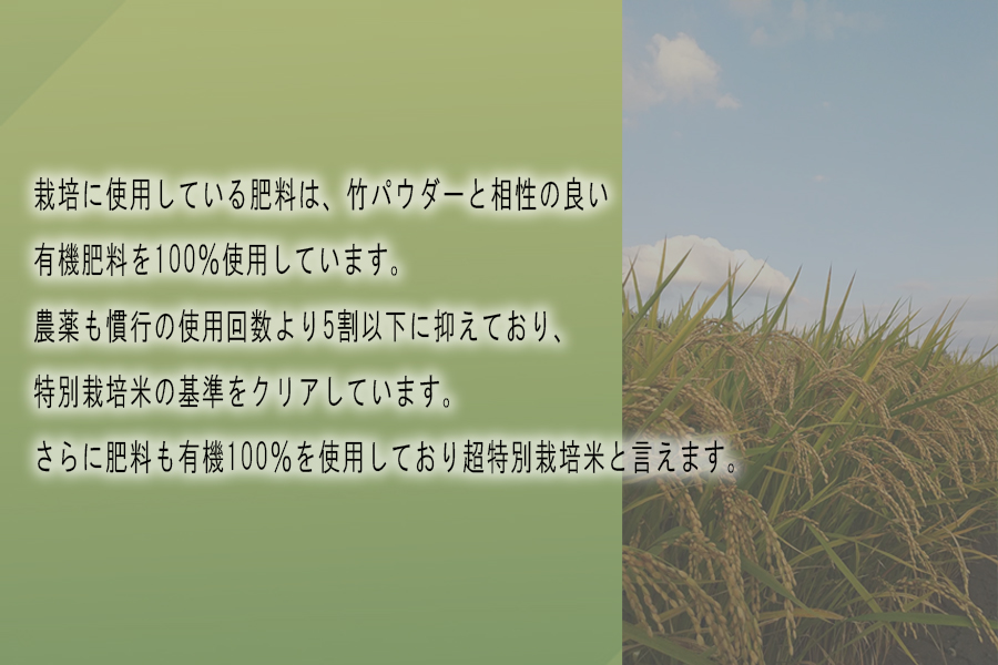 竹パウダー肥料と有機肥料100％使用　特別栽培米 [大和広陵米　かぐや]　白米5kg