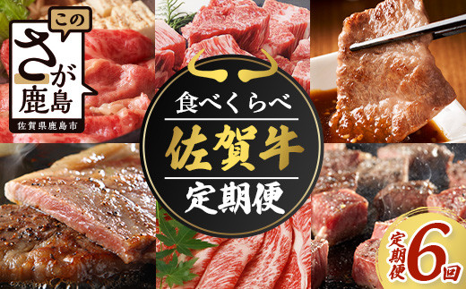 佐賀牛 定期便 6回 佐賀牛 食べ比べ 定期便 6ヶ月 | 定期便 肉 牛肉 定期便 6回 6ヶ月 佐賀牛 すき焼き 焼肉 焼き肉 すきやき しゃぶしゃぶ サイコロステーキ ステーキ 冷凍 人気 ランキング 定期便 おすすめ ふるさと納税 佐賀県 鹿島市 I-29-3