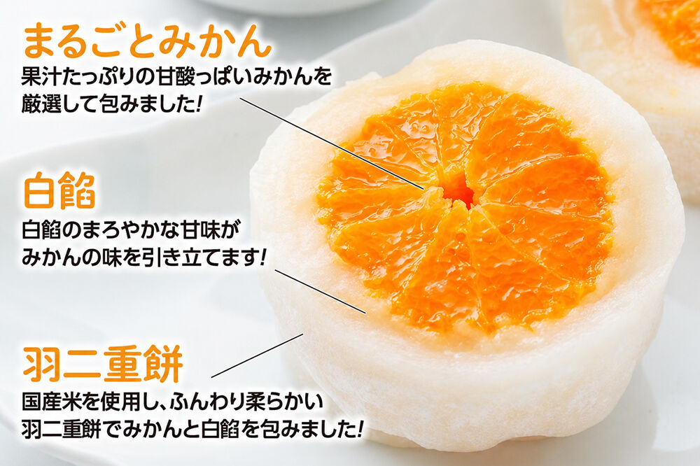 和菓子 甘仙堂 みかん丸ごと1個入った みかん大福 6個入り 大福 和菓子 スイーツ [みちのく和菓子処 甘仙堂 老舗 和菓子 お菓子 和スイーツ お茶菓子 宮城]