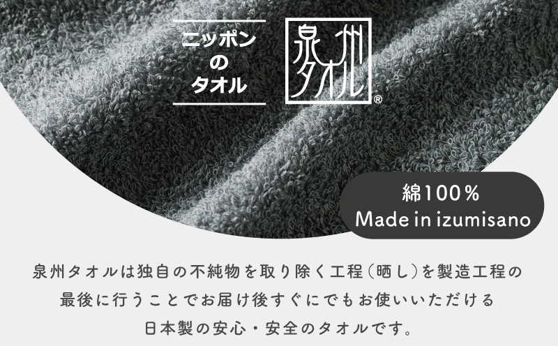 濃色カラー バスタオル 4枚セット（ブルーグレー＆ダークグレー 各2枚）【泉州タオル 国産 吸水 普段使い シンプル 日用品 家族 ファミリー】 015B633
