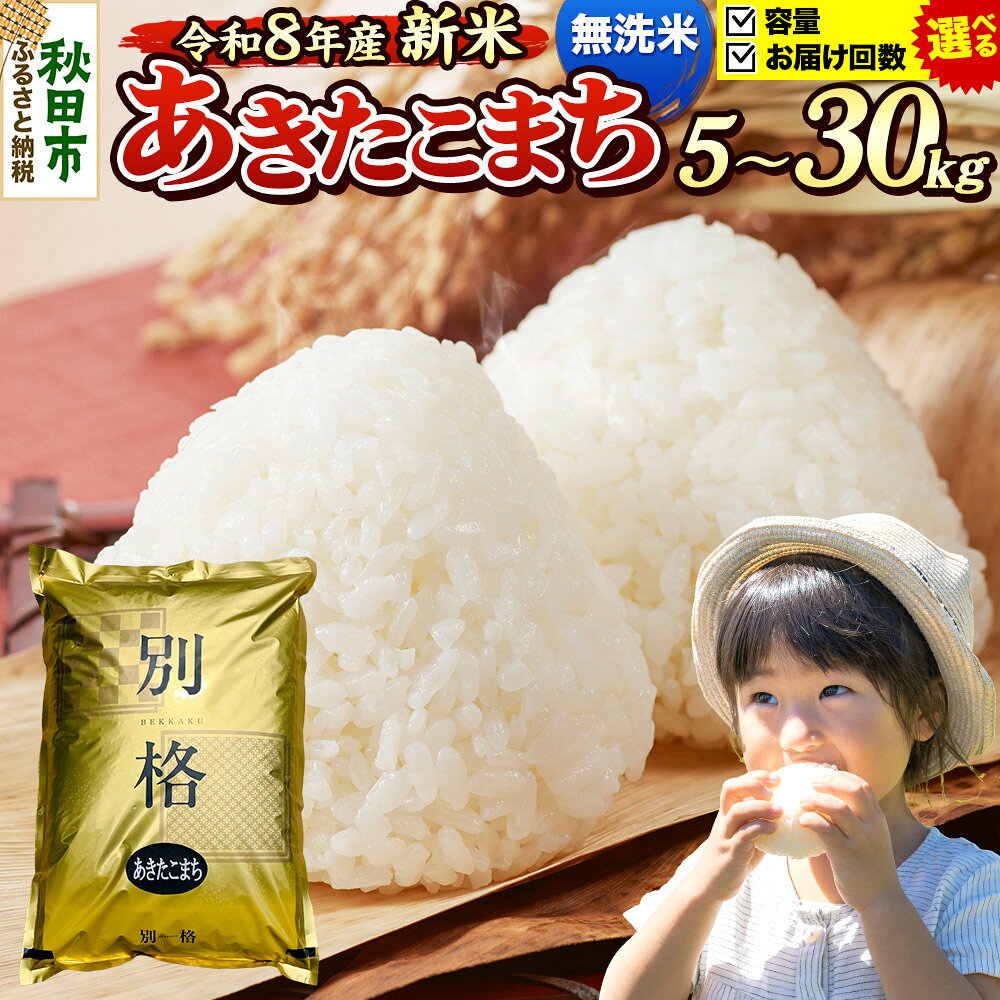 【ふるさと納税】米 あきたこまち【無洗米】 R8年産 新米受付 秋田県産 《選べる 容量×お届け回数》 5kg・10kg・20kg・30kg （5kg小分け袋） [新米 先行予約 先行受付 米 コメ 無洗米 あきたこまち おいしい 美味しい]