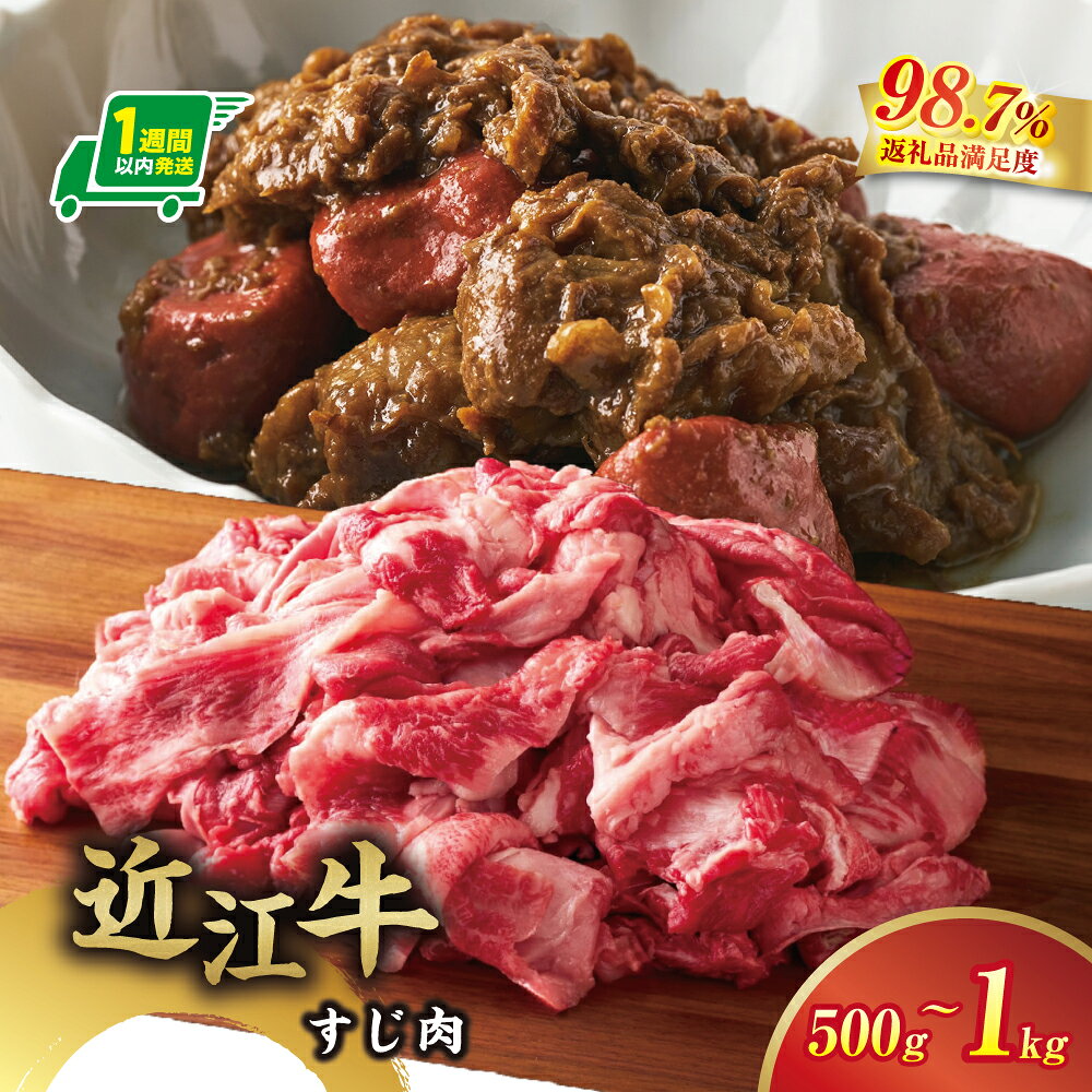 【 ふるさと納税 】【一週間以内発送】【寛閑観】近江牛　牛すじ肉　500g / 1kg(500g×2) 選べる 【冷凍】　牛筋 カレー 煮込み シチューすじ肉 どて焼き どて煮 国産 和牛 ブランド肉 高級肉 寛閑観