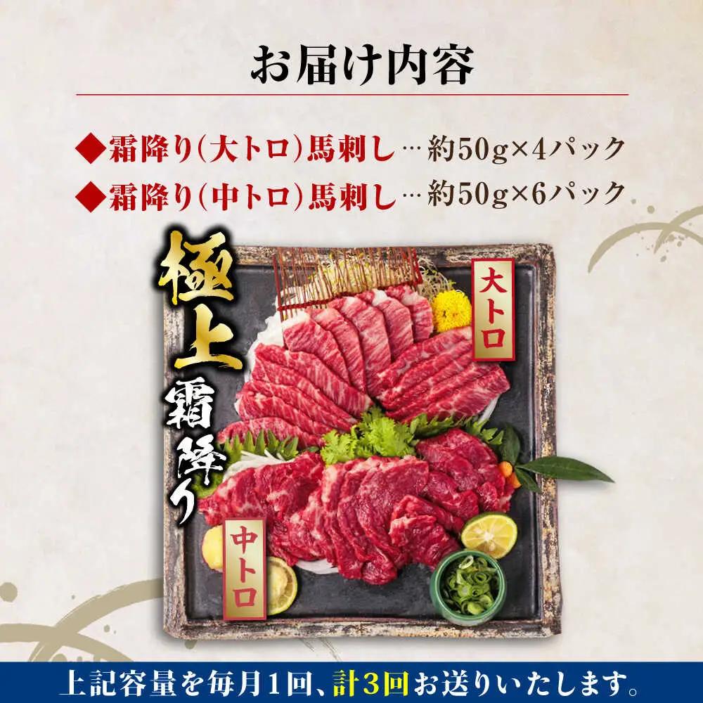 【全3回定期便】国産 霜降り馬刺し2種セット 約500g 馬刺し[AYBP006]