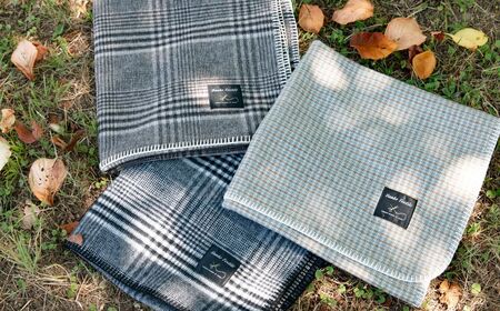高級ラムウール ブランケット ガンクラブチェックグレー | ブランケット