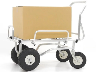 アルミ製 手押し四輪車 かるきち  (荷台寸法750mm×400mm) 台車 アルミキャリー 運搬 レジャー キャンプ 岩手県 北上市 Q0235 三協製作所 