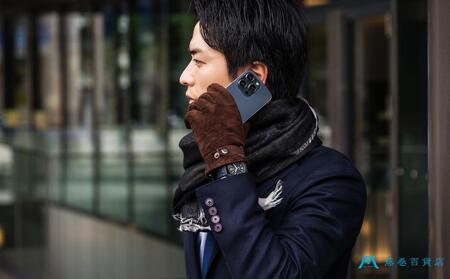 【KURODA】藤巻百貨店別注ピッグスエードベルト付きメンズグローブ ファッション  ブラウン