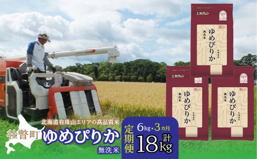 【令和6年産 3ヶ月定期配送】（無洗米6kg）ホクレンゆめぴりか（無洗米2kg×3袋） 【 ふるさと納税 人気 おすすめ ランキング 北海道産 壮瞥 定期便 無洗米 米 白米 ゆめぴりか 甘い おにぎり おむすび こめ 贈り物 贈物 贈答 ギフト 大容量 詰合せ セット 北海道 壮瞥町 送料無料 】 SBTD054