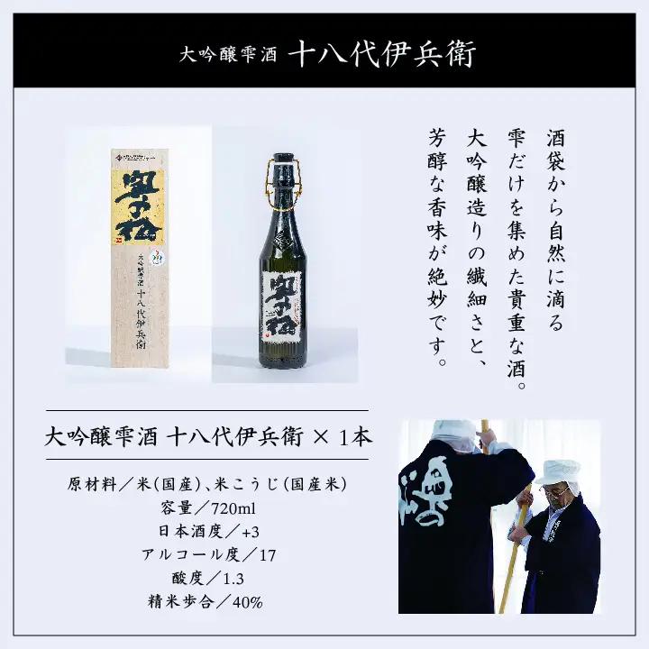 奥の松酒造「大吟醸雫酒 十八代伊兵衛」720ml×1本 酒【道の駅「安達」智恵子の里】