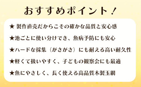 【網深め】養魚用ステンレス二重枠三角玉網（BL－35－3L）首補強有 No.545