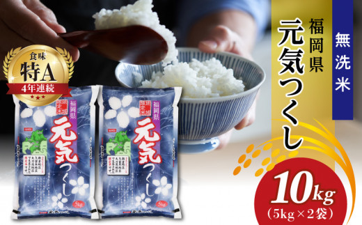 令和7年産　無洗米　福岡県産元気つくし 10kg_米 お米 元気つくし 5kg×2 白米 国産 冷めても おいしい ふっくら ご飯 おにぎり 食品 酒見糧穀 お取り寄せ お取り寄せグルメ 福岡県 久留米市 送料無料_Gr032