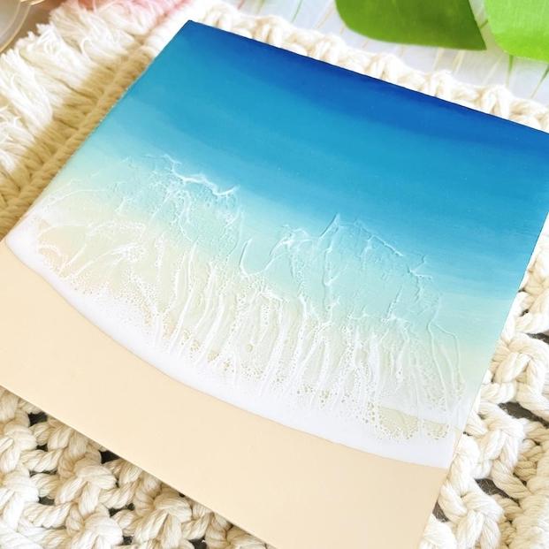 海のインテリアアートパネル étude オーシャンブルー(15cm × 15cm)