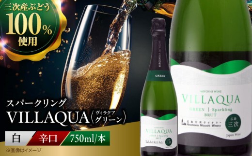 ワイン VILLAQUA -グリーン- 750ml×1本 受賞 国産 ワイン 白 白ワイン 日本ワイン スパークリングワイン スパークリング 発泡 辛口 果実酒 希少ワイン 人気 おすすめ 酒 お酒 地酒 洋酒 お祝い 記念日 誕生日 敬老の日 クリスマス パーティー 贈答 ギフト プレゼント お取り寄せ 三次市 / 広島三次ワイナリー [APAZ151]