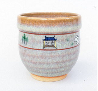 奈良絵湯呑「萩流れ」奈良絵 湯のみ 赤膚焼 H-96