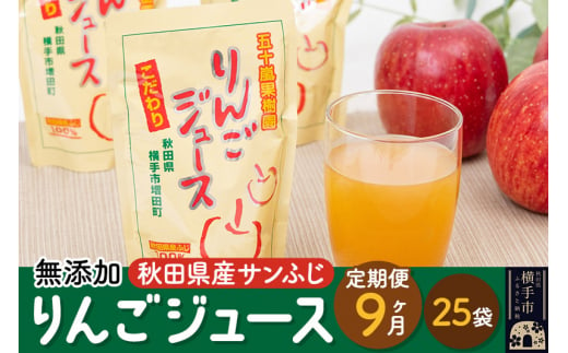 
《定期便9ヶ月》 無添加りんごジュース（サンふじ）25パック
