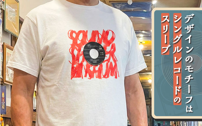 オリジナルTシャツ半袖 レコード柄（白） LLサイズ ＜音浴博物館＞ [CBH008]