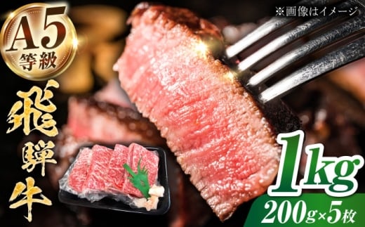 【A5等級】 飛騨牛 モモ ステーキ 1kg(200g×5枚) 多治見市 / トキノ屋食品 冷凍 赤身 のし対応 ギフト [THJ004]