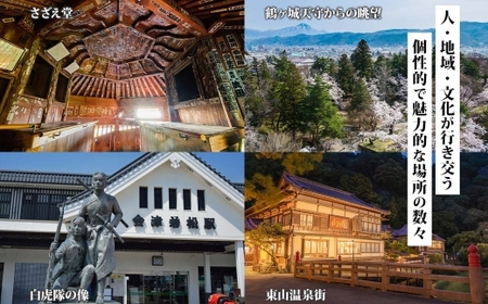 [福島ツアー] 会津若松市 後から選べる旅行Webカタログで使える！ 旅行クーポン (6万円分) 旅行券 宿泊券｜福島県 鶴ヶ城 猪苗代湖 飯盛山 温泉 観光 旅行 ホテル 旅館 老舗 高級 トラベル