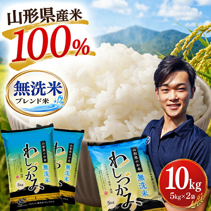 【ふるさと納税】無洗米 わしづかみ 5kg×2袋 計10kg 山形県産米100% 複数原料米 ご希望の時期頃お届け ブレンド米 お米 庄内米 精米 白米 ごはん 東北 山形県 酒田市 庄内 農家直送 産地直送 訳あり 家庭用 小分け 発送時期が選べる