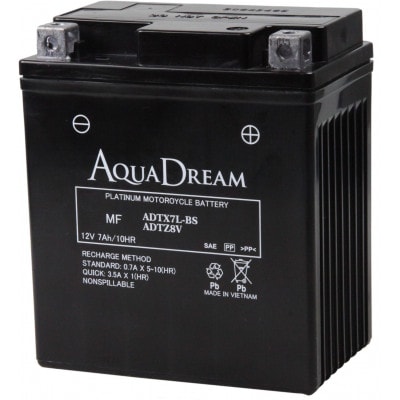 AQUADREAM PLATINUM バイク用バッテリー 液入充電済 ADTX7L-BS/8V 1個【配送不可地域：沖縄県】