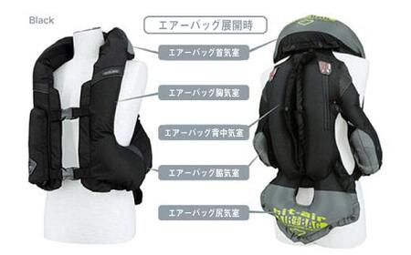 ＜Lサイズ＞【バイク用品】エアバッグ　hit-air 一体型エアバッグ・ハーネスタイプ MLV-C BLK