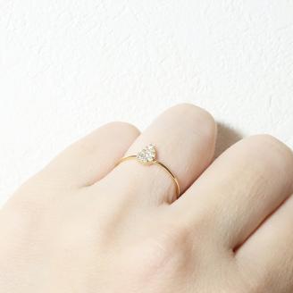 K18 しずくダイヤモンドリング　0.10ct　　BQ87