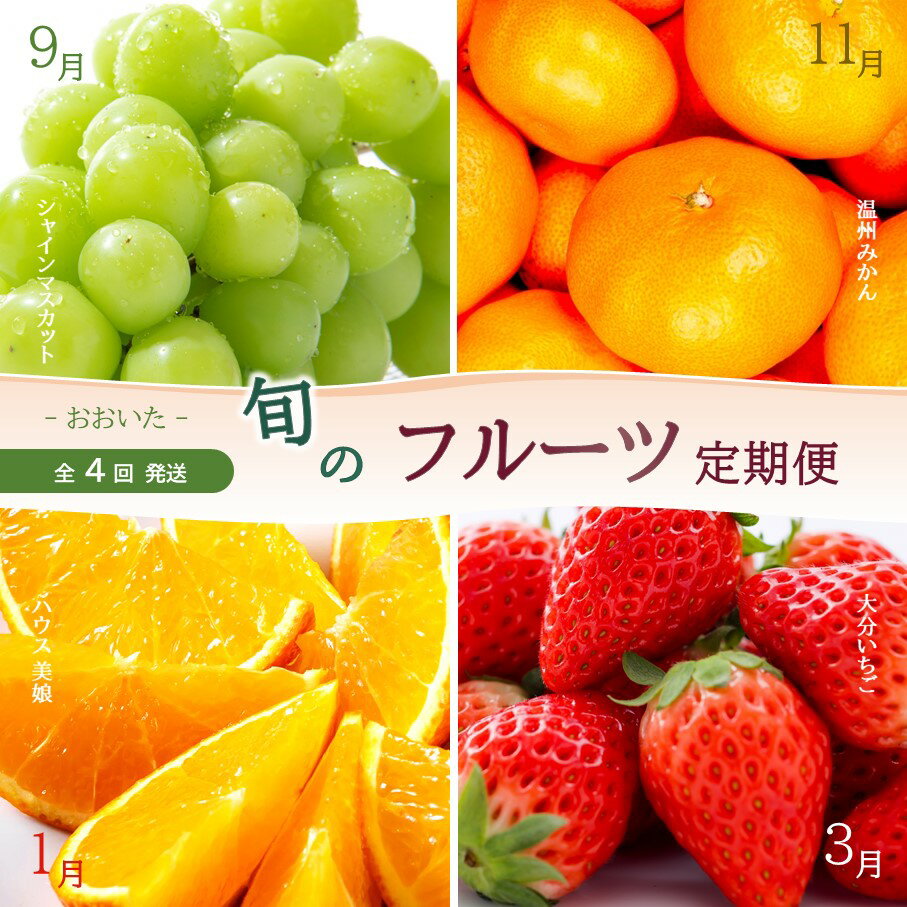 【ふるさと納税】【数量限定】おおいた旬のフルーツ9月から 半年間 定期便 / 計4回発送 温州 蜜柑 みかん シャインマスカット ハウス美娘 大分いちご 苺 定期便 定期配送 フルーツ 旬の果物 くだもの