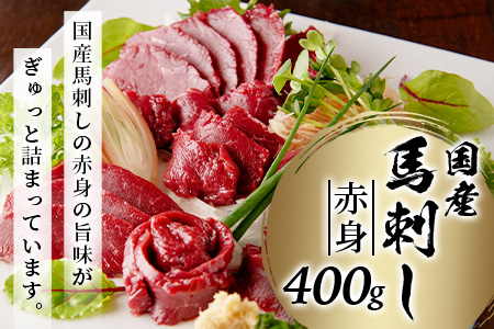 【12月19日〜27日発送】国産 馬刺し 赤身 合計約400g 冷凍 馬刺し タレ付き 真空パック 国産馬刺し 国産 SQF認証 年内発送 年内配送 年末年始 031-0502-R712