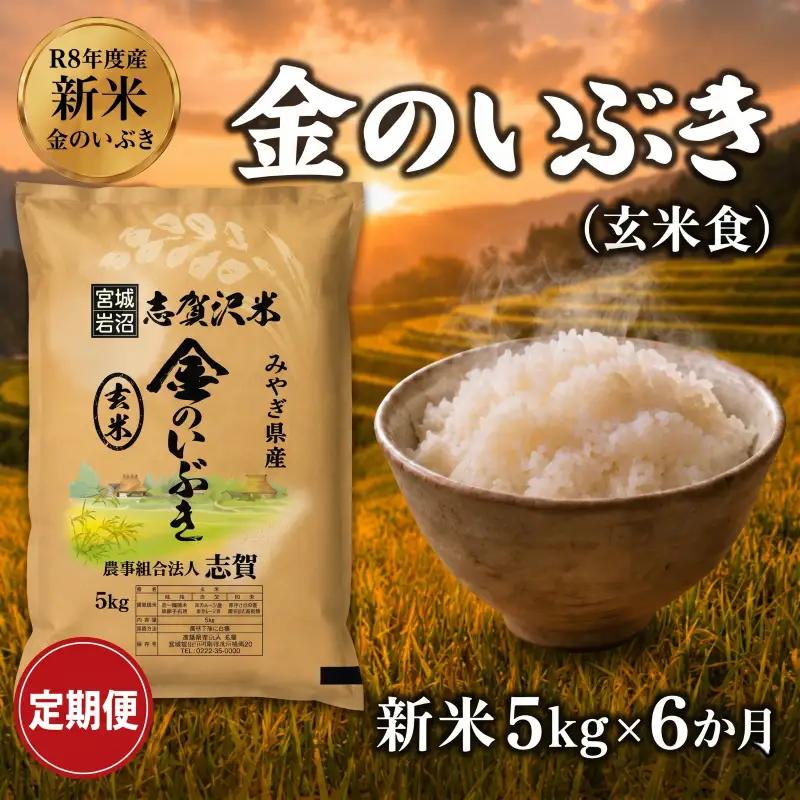 新米 定期便 6ヶ月 令和8年産 金のいぶき 5kg  玄米
