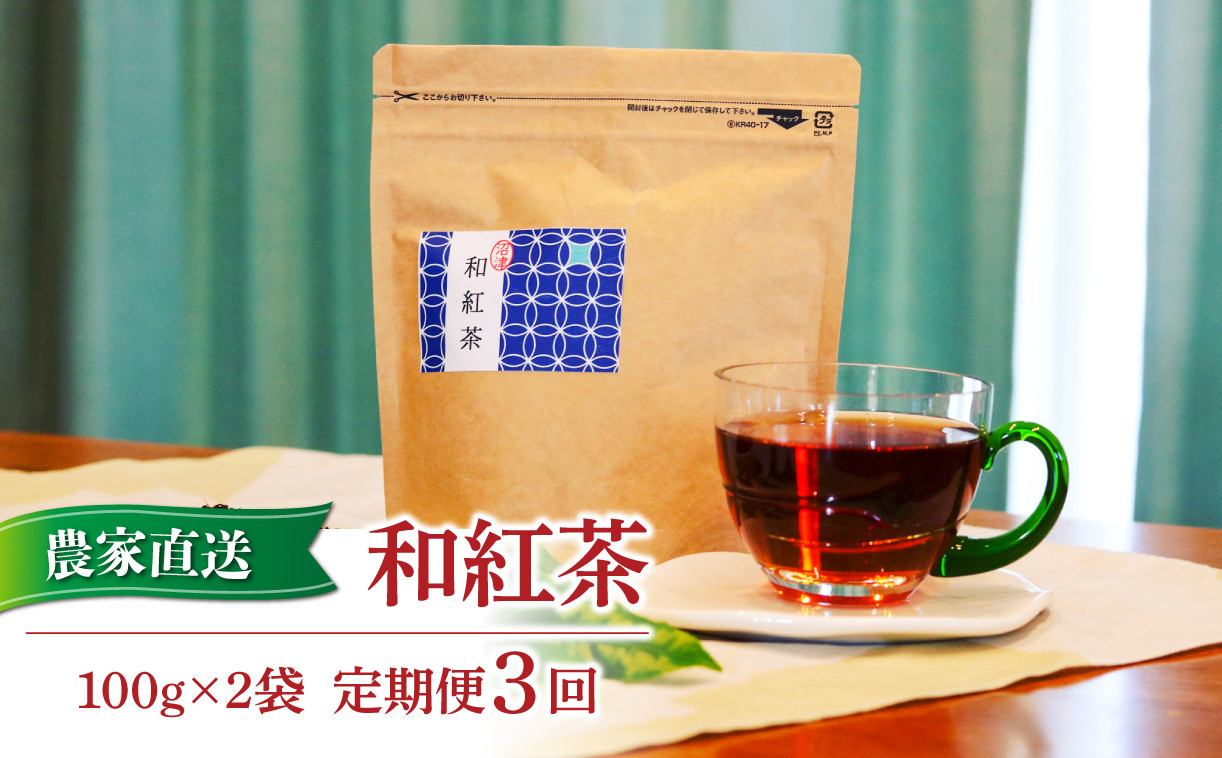 
定期便 和紅茶 茶葉 100g 2袋 計3回 合計 600g 農家直送 お茶 茶葉 静岡 沼津
