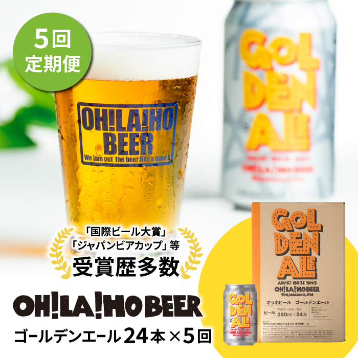 クラフトビール ゴールデンエール 24本セット 定期便 (5回) オラホビール お酒 おしゃれ 地ビール ギフト 美味しい 国産 長野県東御市