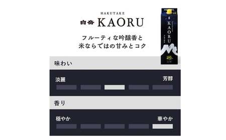 高橋酒造　「白岳KAORU」25度1,800ml 6本セット