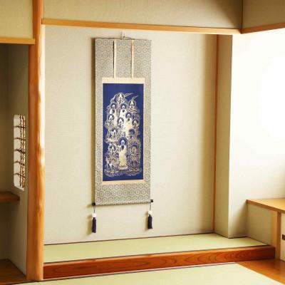ふるさと納税 本巣市 掛け軸「十三佛」 箔押 尺五立 サイズ:190×54cm 掛軸 仏間 仏書 お盆 お彼岸 四十九日
