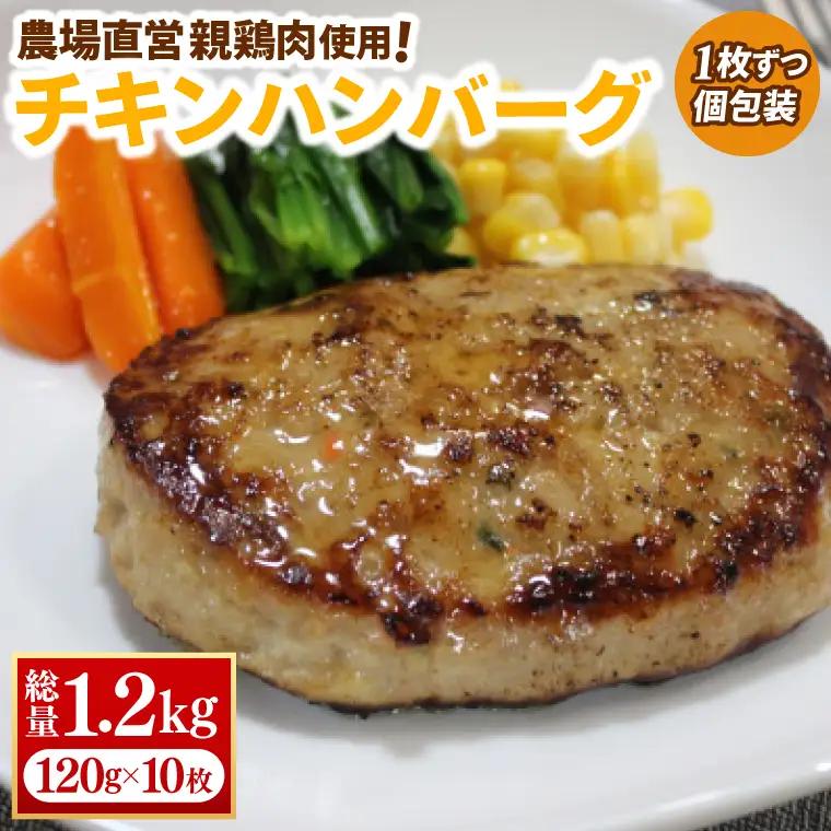 チキン ハンバーグ 約120g×10枚  (AJ018) 農場直営親鶏肉使用 ハンバーグ