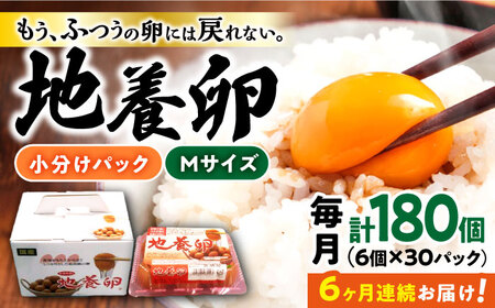 【パックで届く】【6回定期便】かきやまの「地養卵」 Mサイズ 計180個（6個×30パック）×6回定期便＜垣山養鶏園＞ [CBB015]