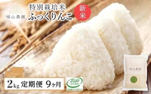 【新米予約】【9カ月定期便】特別栽培米産地直送「ふっくりんこ 2kg」《帰山農園》