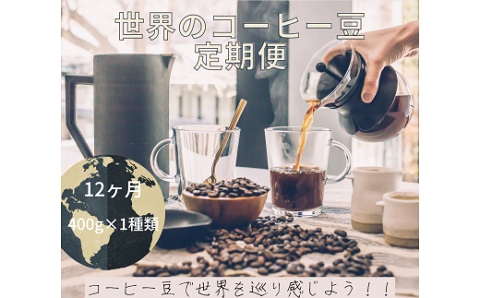 【コーヒー豆定期便12か月】『焙煎幸房“そら”』世界を旅するコーヒー　酸味は苦手、浅煎り抜きコース　400g×1種類