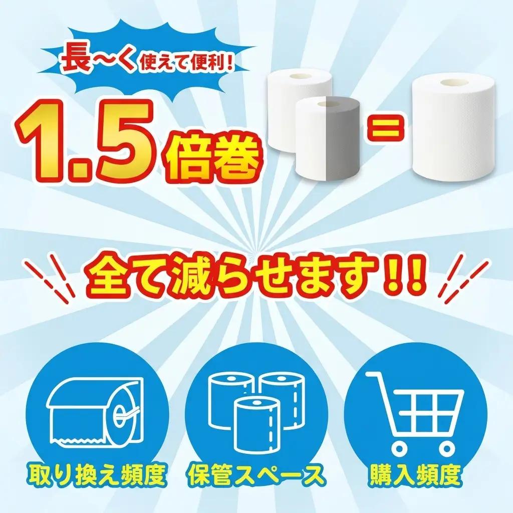 プリオール・ピコ トイレット ペーパー 1.5倍巻き ダブル 45m 12ロール 6パック 日本製 まとめ買い リサイクル 防災 常備品 トイレ トイレットペーパー 消耗品 日用品 備蓄 送料無料 北