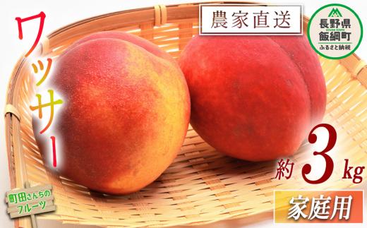 【 希少品種 / 桃 】 ワッサー 家庭用 3kg 配送先は本州限定 2026年8月上旬～2026年9月中旬頃まで順次発送予定　町田さんちのフルーツ 長野県 飯綱町 [0994]