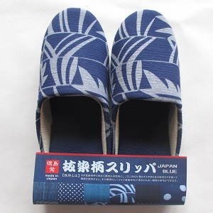 【抜染柄Lサイズ】阿波しじらスリッパ(笹の葉) スリッパ