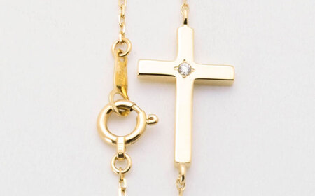 ロッソエブルー ブレスレット K18 18金 ゴールド クロス 一粒 ダイヤモンド ブレス 17cm レディース 岐阜市 / アフェクト[ANGT010]