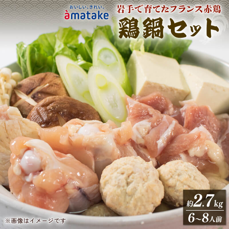 【秋冬限定】赤鶏 塩鍋セット (6～8人前) 赤鶏のモモ角切り肉500g×2 鶏肉だんご110g×2 塩鍋つゆ750g×2 冷凍 数量限定