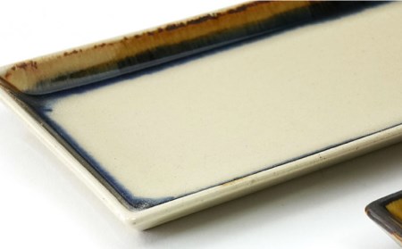 【波佐見焼】Folk Design 二色巻・矢羽根飴釉 長角皿 27.5cm ペアセット 食器 皿 【玉有】 [IE18] 波佐見焼