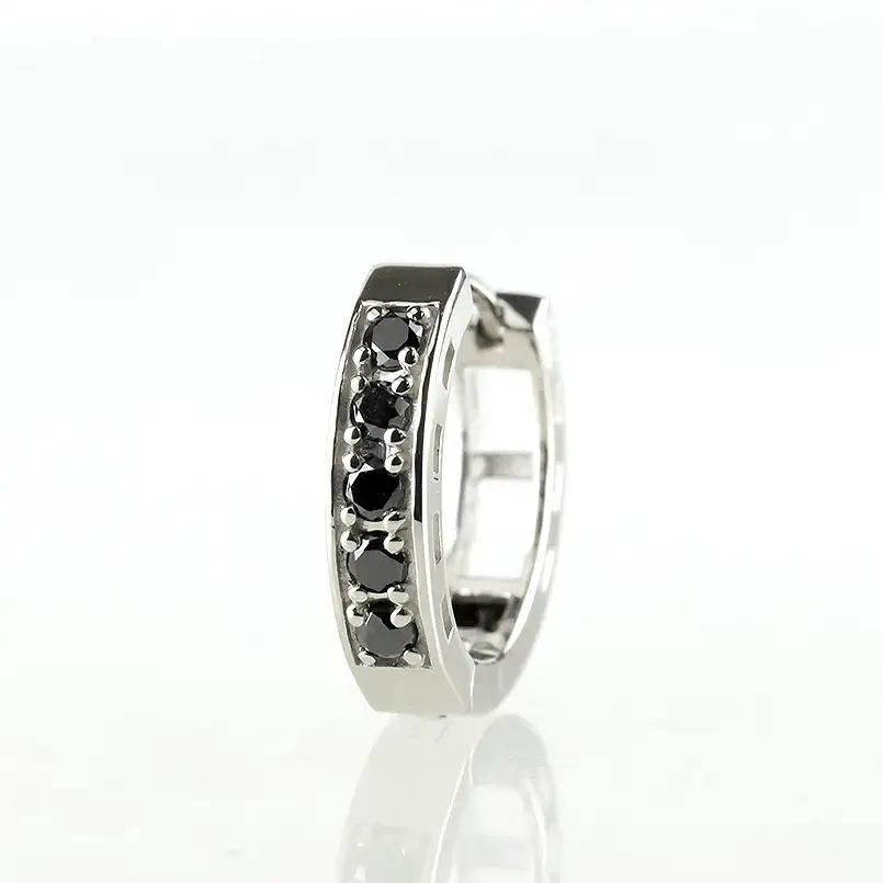 プラチナ フープ ピアス 片耳 ブラックダイヤモンド フープピアス ダイヤ 0.10ct 中折れ式 金属アレルギー 対応 pt900 リングピアス ジュエリー シンプル 人気 普段 使い250401b