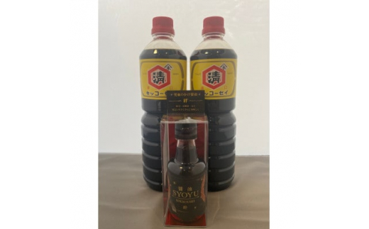 
キッコーセイのお醤油　1L×2本・絆(160ml)セット【1444173】
