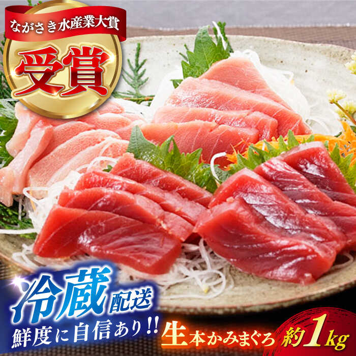 【ふるさと納税】【ながさき水産業大賞受賞の新鮮なマグロを冷蔵でお届け！！】五島列島産 養殖 生本かみマグロ 赤身 中トロ 大トロ 計約1kg 【カミティバリュー】[RBP088]