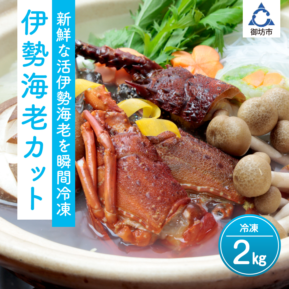 冷凍伊勢海老カット（サイズ不揃い）約2kg【0560-4】