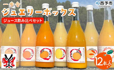 ＜一歩会 ジュエリーボックス ジュース飲み比べセット 720ml×12本入り（果汁100%ストレートジュース）愛媛 みかん＞ ミカン 柑橘 果物 フルーツ 特産品 渡江から一歩を踏み出す会 飲んで応援 愛媛県 西予市【常温】『1か月以内に順次出荷予定』ATI0028