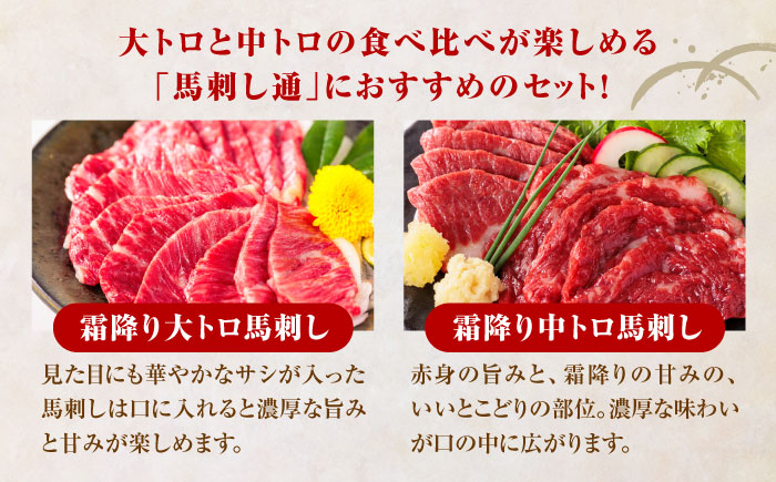 【全12回定期便】国産 馬刺し 計約500g ( 大トロ 約200g 霜降り中トロ 約300g ) 専用醤油付き 熊本 霜降り 中トロ 熊本県産 冷凍 馬肉 馬刺 ヘルシー 真空 パック 極上 小分け