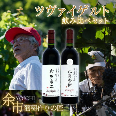 【ふるさと納税】 北海道ワイン 余市 葡萄作りの匠 「 北島秀樹 」 ＆ 「 宍戸富二 」 ツヴァイゲルト 飲み比べセット 750ml × 2本 ワイン 飲み比べ セット 赤ワイン パーティー お祝い プレゼント ギフト 贈り物 北海道 余市町 送料無料