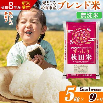 ふるさと納税 大仙市 《令和8年産》《9ヶ月》  ブレンド米【無洗米】5kg|22_ssn-040509ms_sf